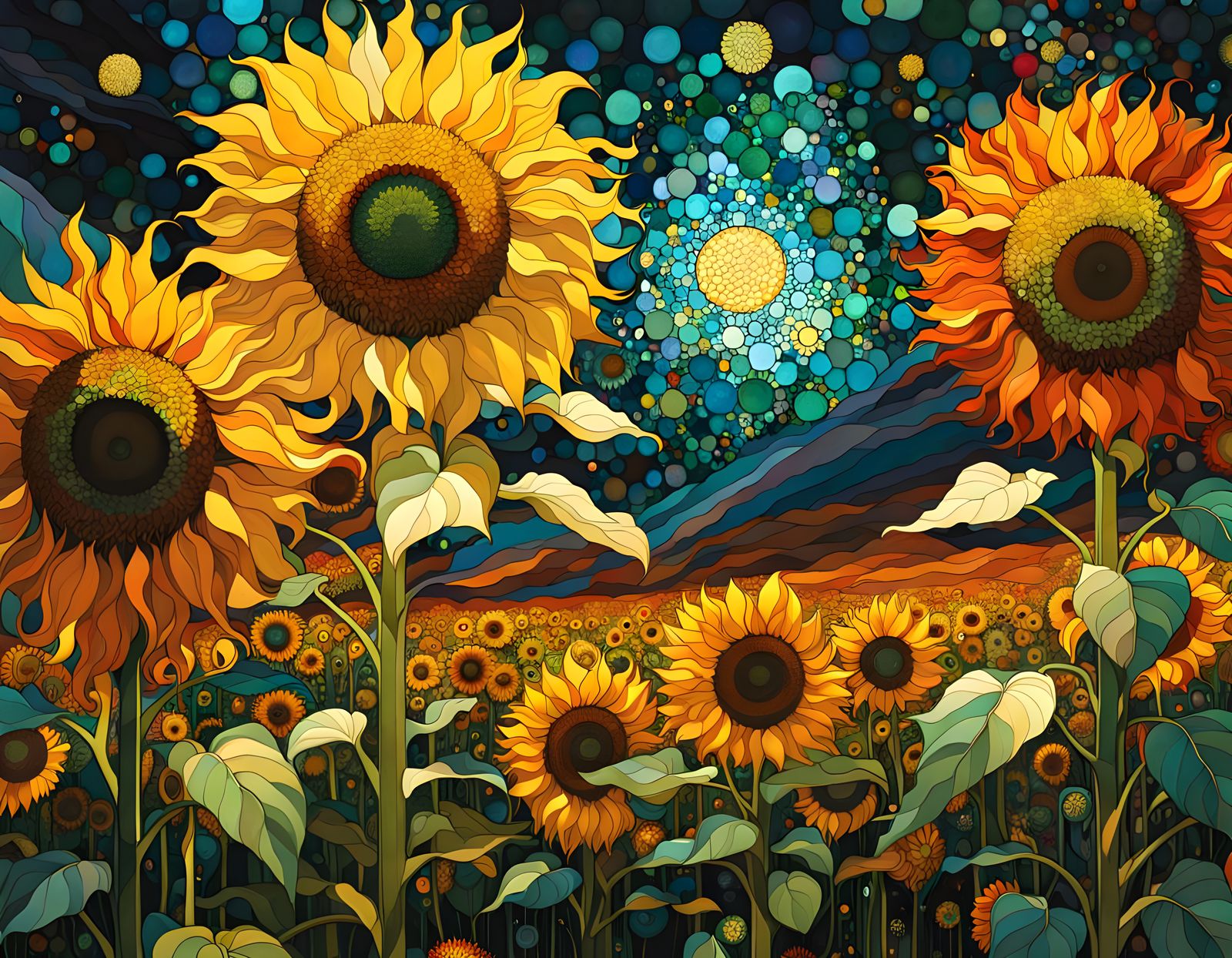 sunflowers glass-scape
