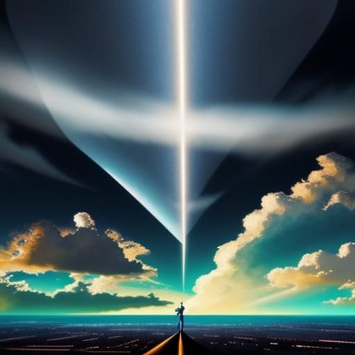 Ethereal Retrowave Sky with Sunrays and Cloud Mirrors