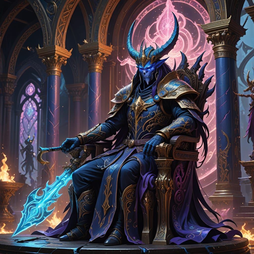 Tzeentch the Schemer in Vibrant, Hyper-Realistic Fantasy Art