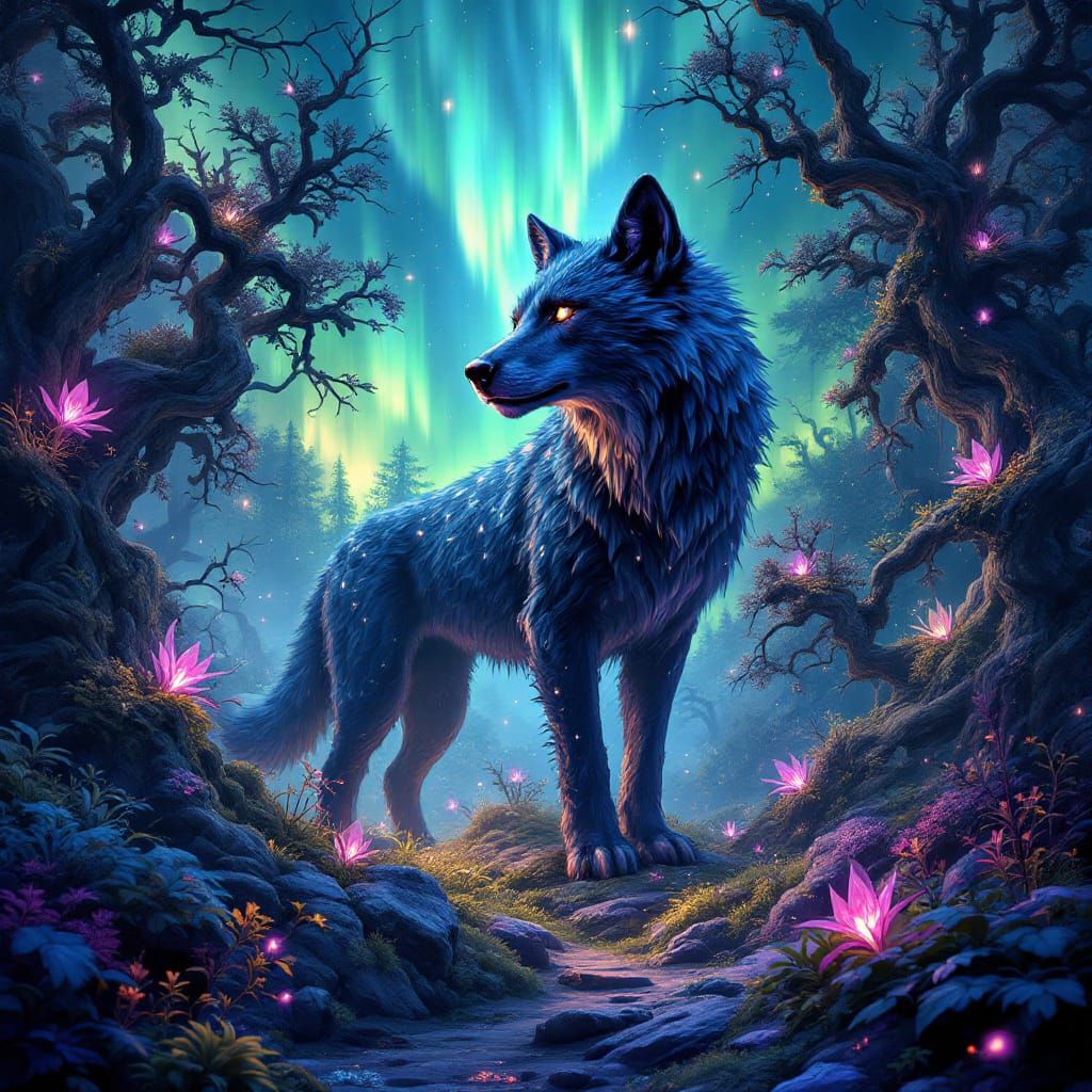 Mystical Niger Lupis in Enchanted Forest Concept Art