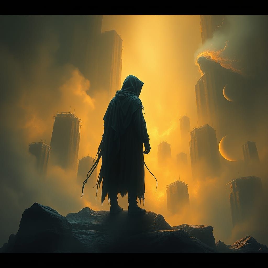 Ethereal Figure in Mystical Realm, Digital Art