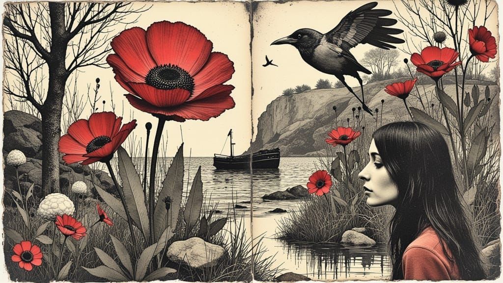 Surreal Geometric Garden with Fractal Blooms