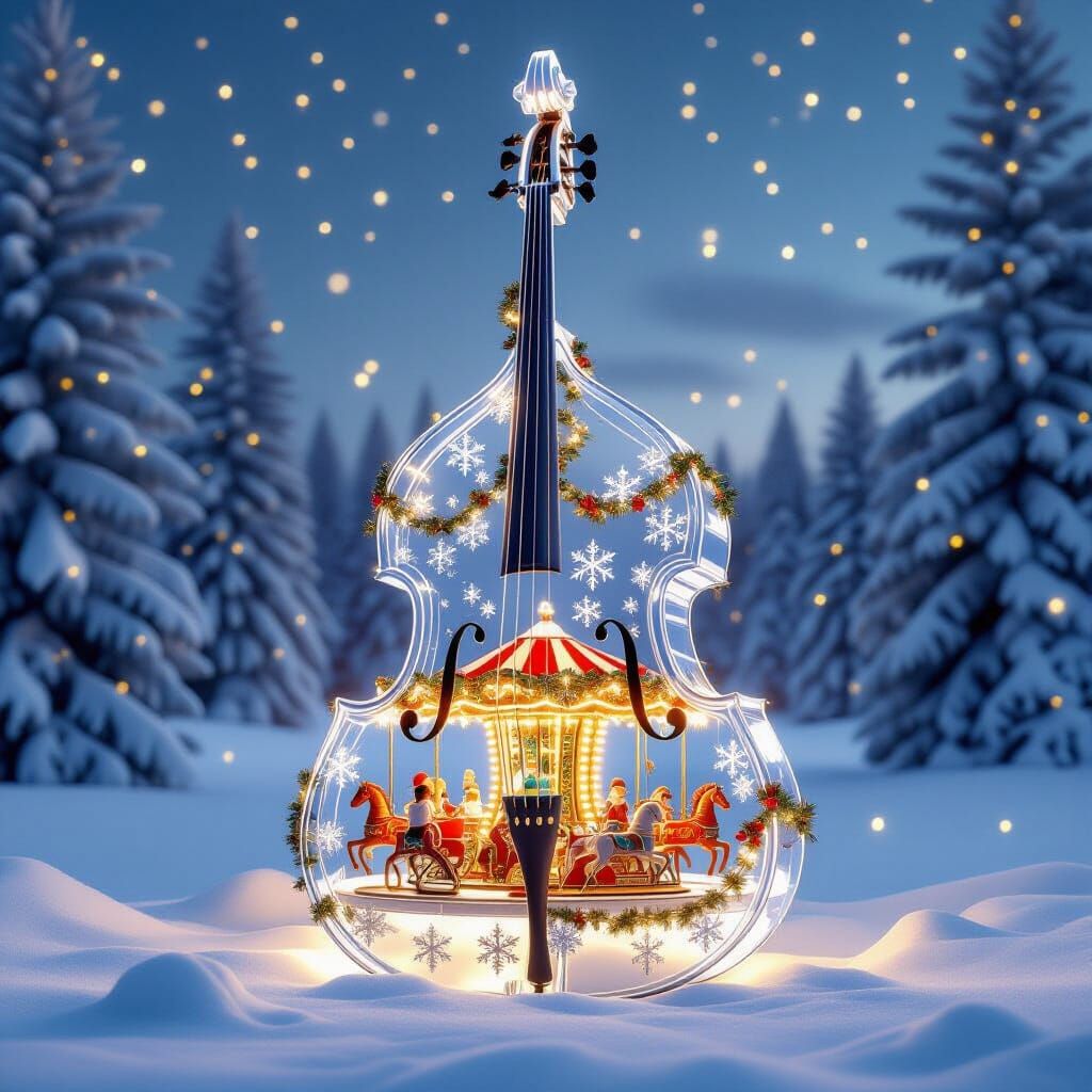 Crystal Contrabass Christmas Tree with Carousel