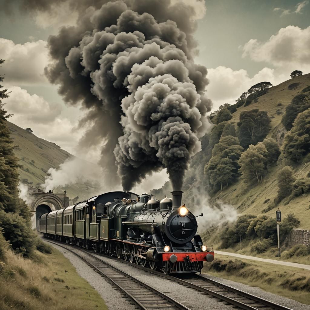 Steam Train Photomontage