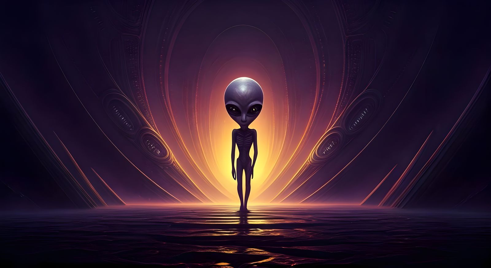 Epic Alien Encounter in Dark Fantasy Realism