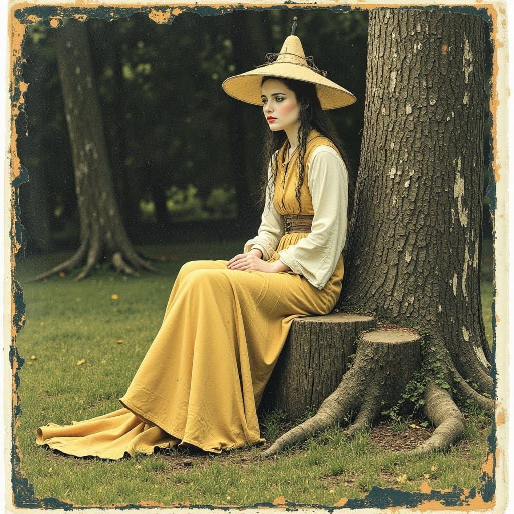 Mother Goose in Enchanted Forest, Illustrated Style