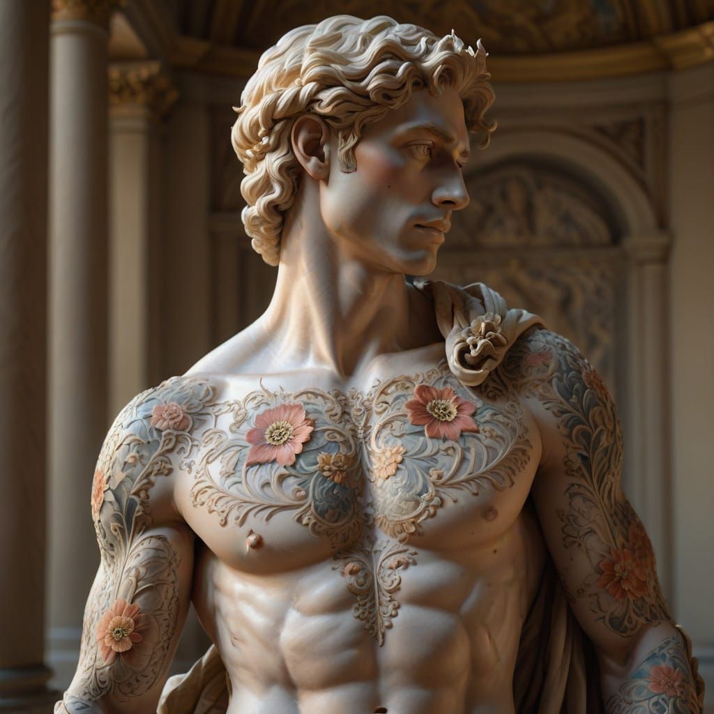 Elegant Gentleman Amidst Classical Marvels