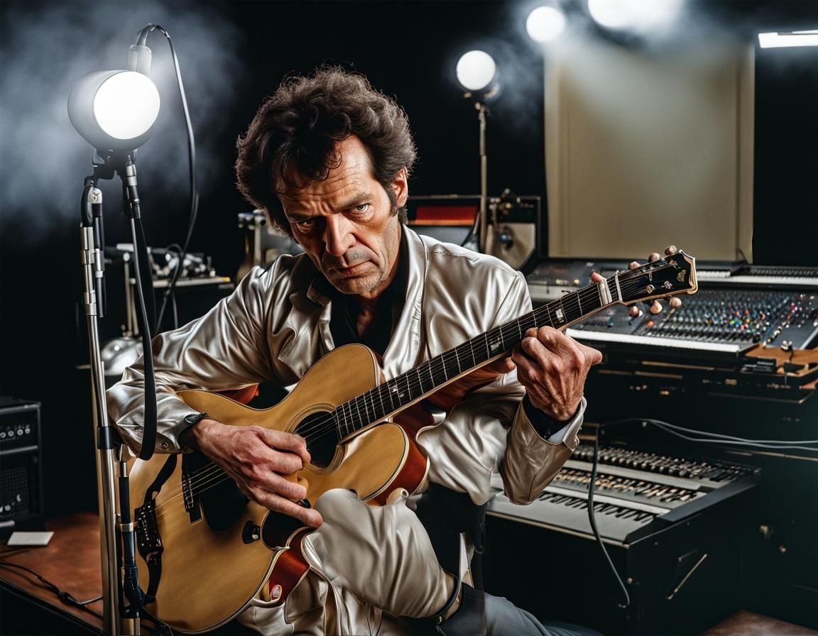 Photorealistic Rock Singer in Abstract Mapplethorpe Style