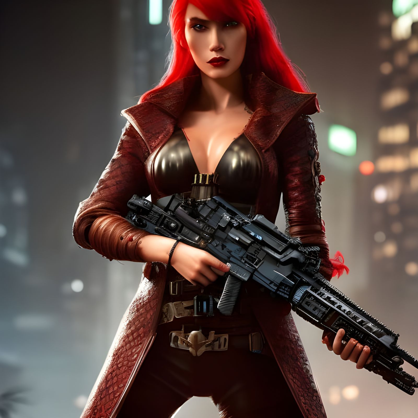 Cyberpunk Woman with Gun: Gothic Steampunk Art