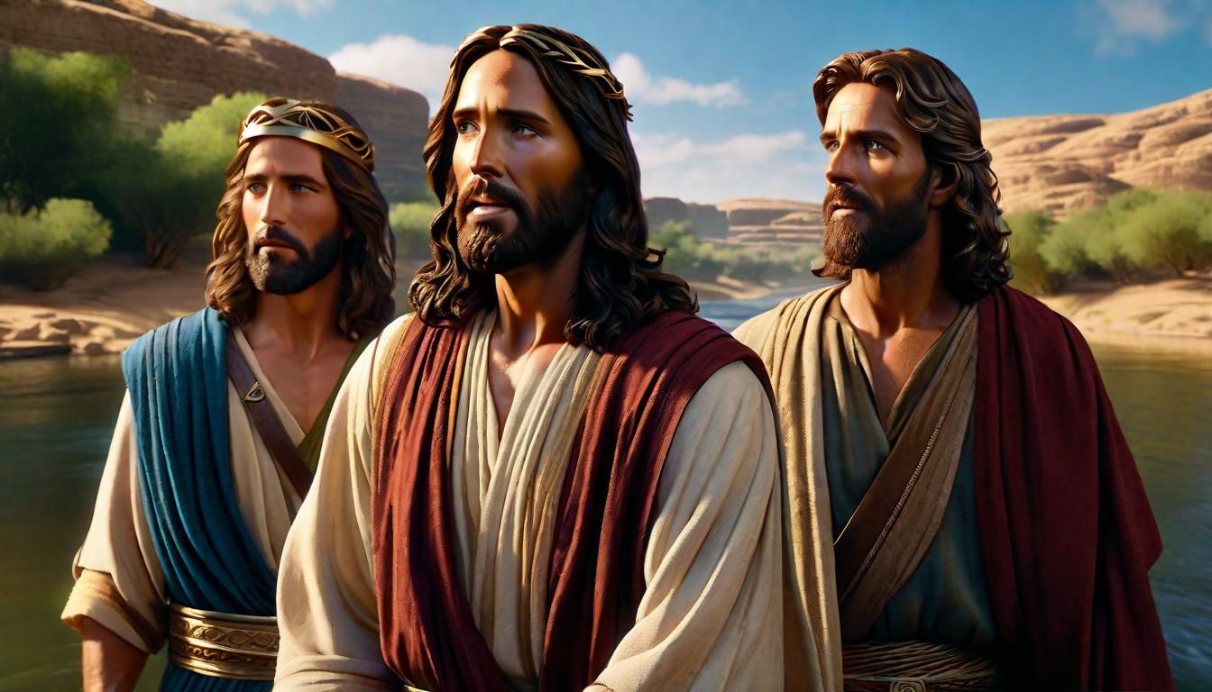 Jesus and Apostles at River Jordan: Detailed Matte Painting