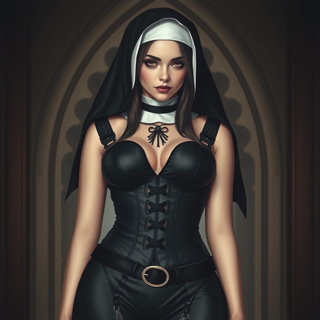 Gothic Nun: A Darkly Alluring Digital Portrait