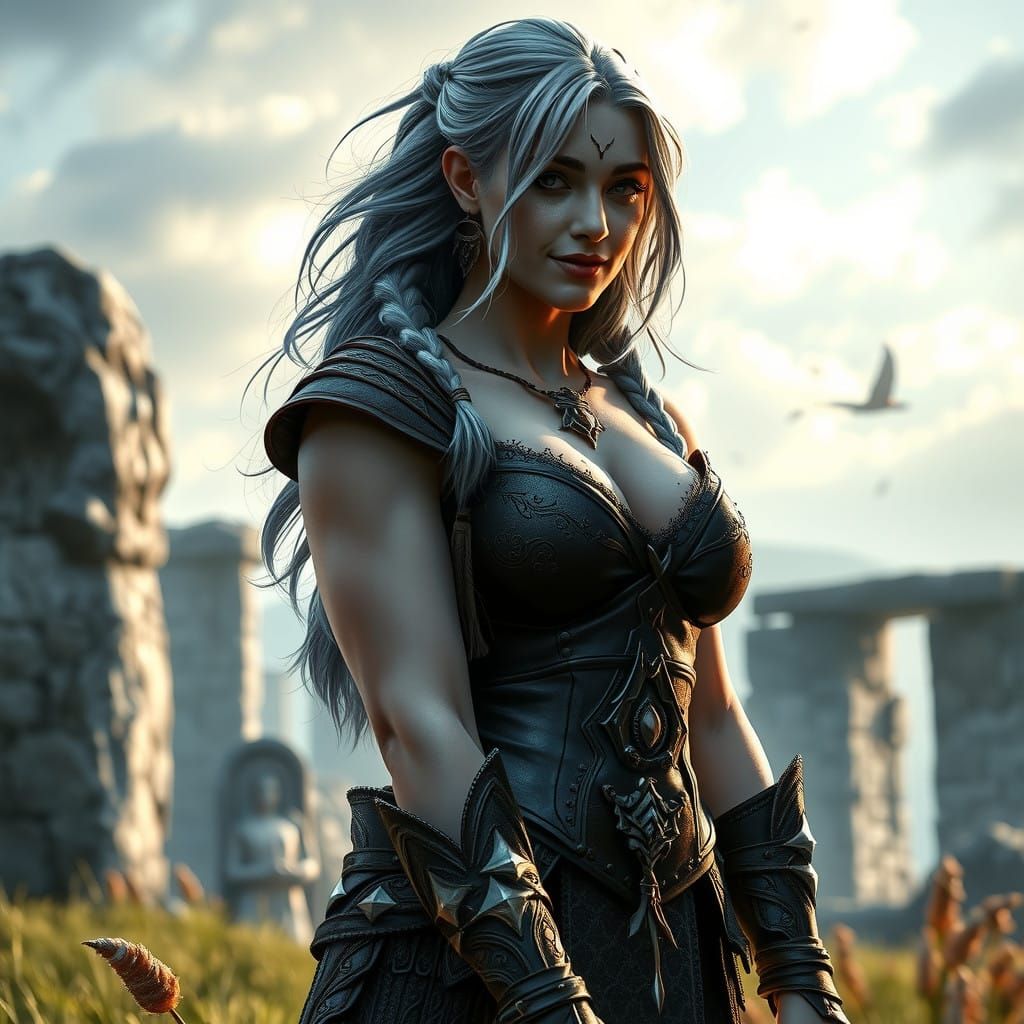 Gothic Warrior Goddess in Medieval Megalith Site