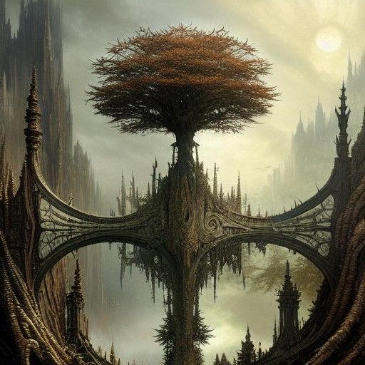 Magical Tree Home: Intricate Digital Art