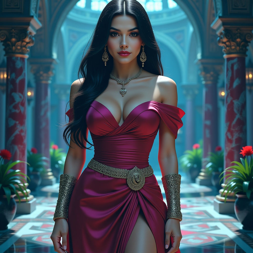 Detailed Matte Painting of a Femme Fatale