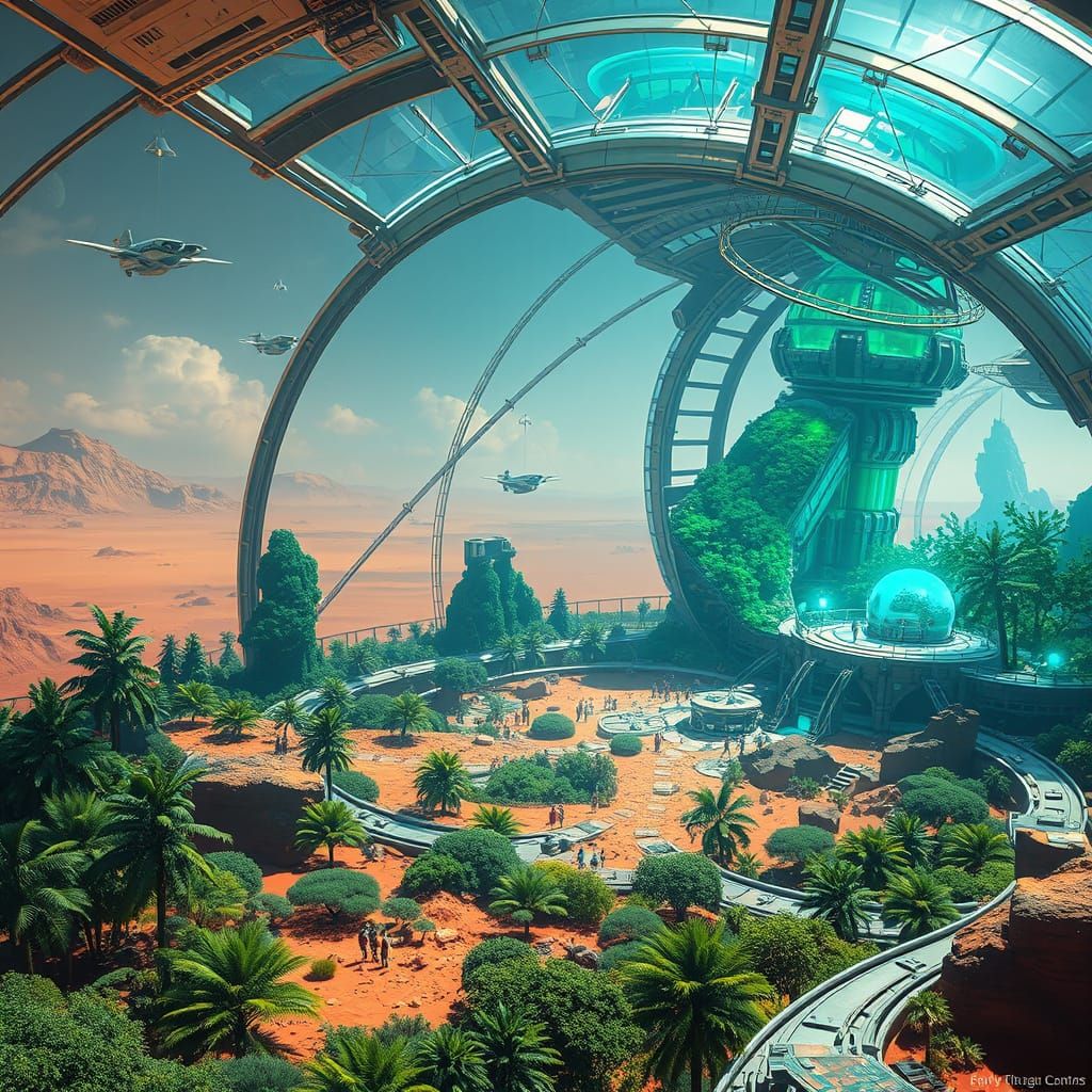 Futuristic Biodome City Thrives on Mars