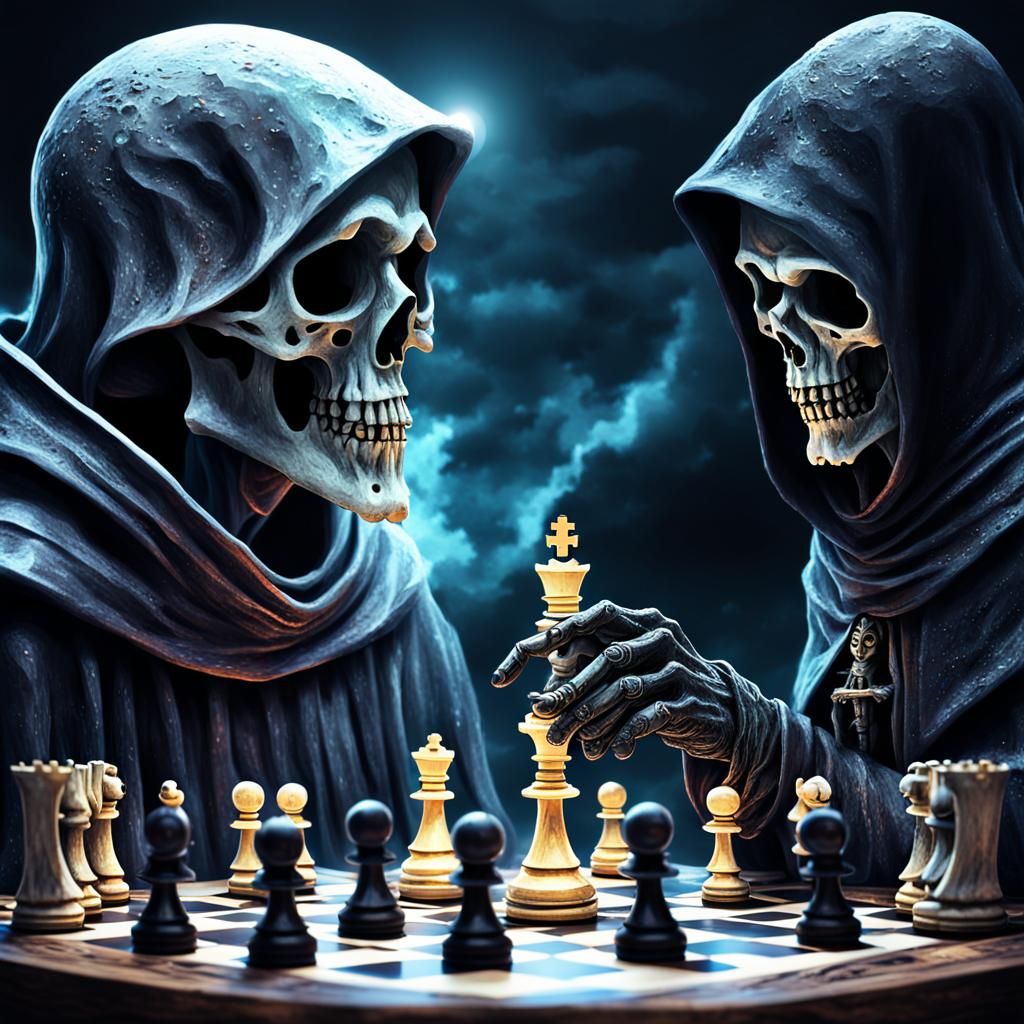 Grim Reaper's Chess Game: A Dark Fantasy Concept