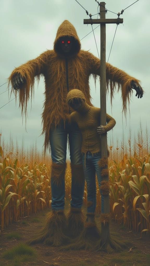 Scarecrow Haunted by Corn Shuck Mummy