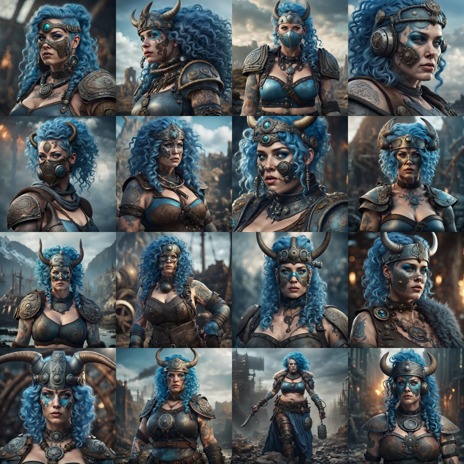 Steampunk Viking Woman Warrior in Apocalyptic Setting