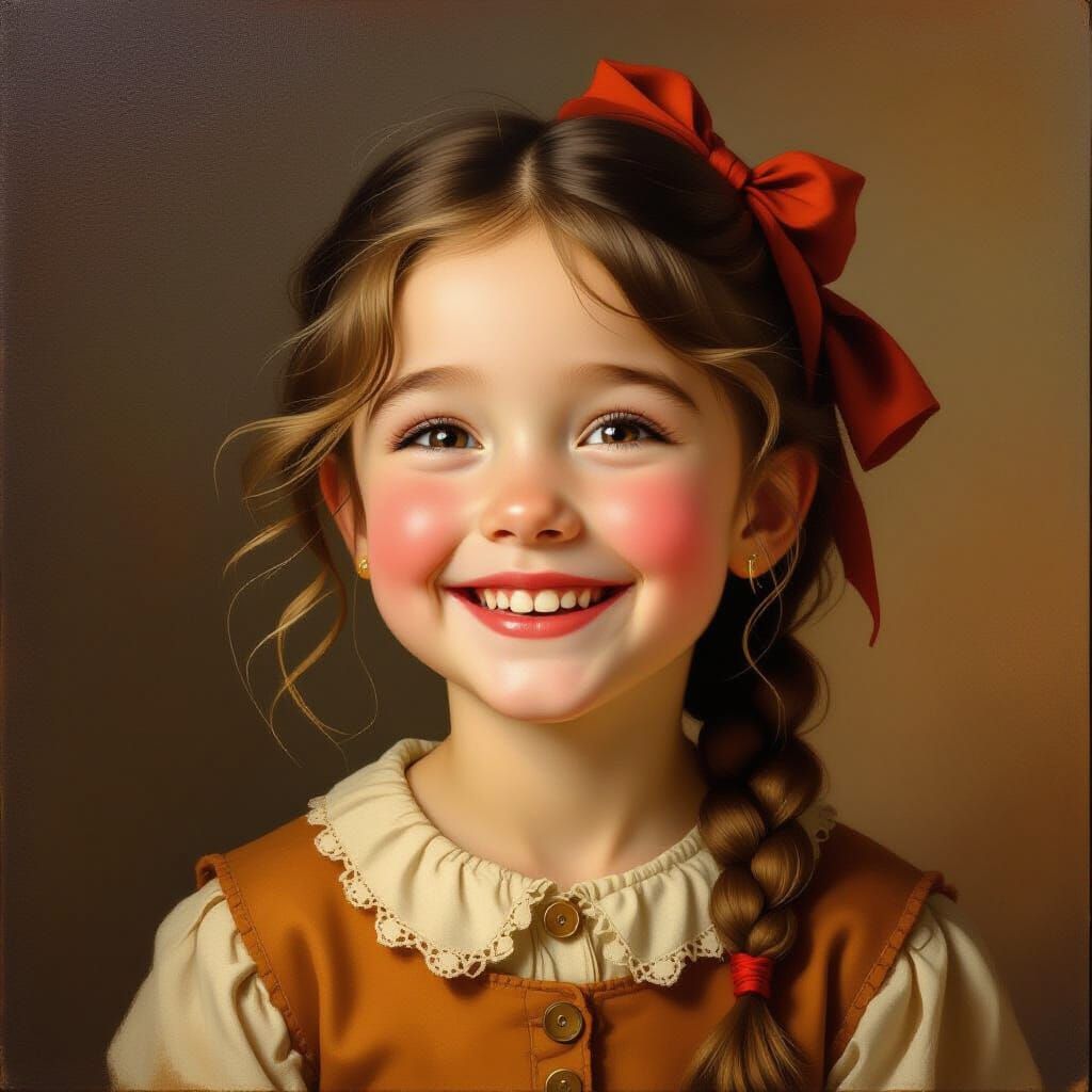 Laughing Girl Portrait in Dutch Masters Style