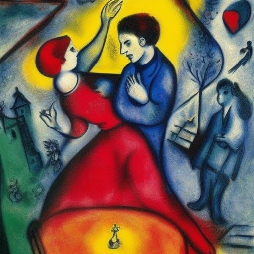 Shabbat Shalom in Chagall Style