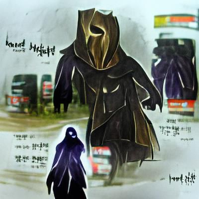 Masked Hooded Figure in Dark Concept Art
