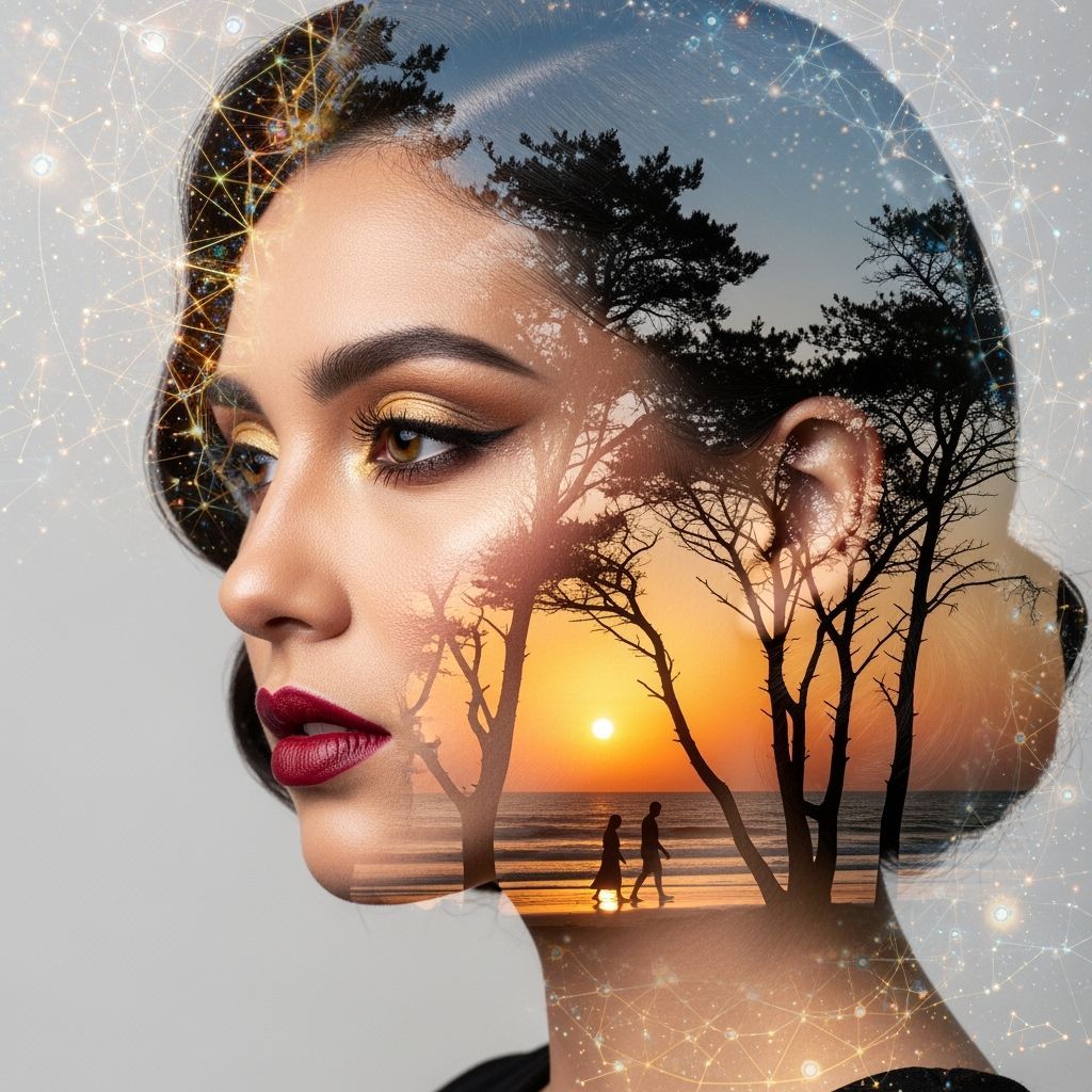 Surreal Double Exposure Portrait at Sunset Beach