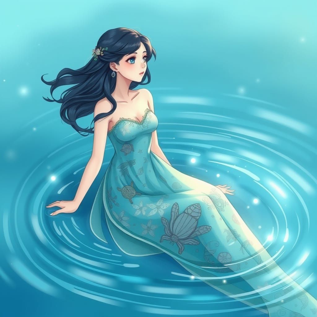 Anime-Inspired Water Nymph in Aqua Dress