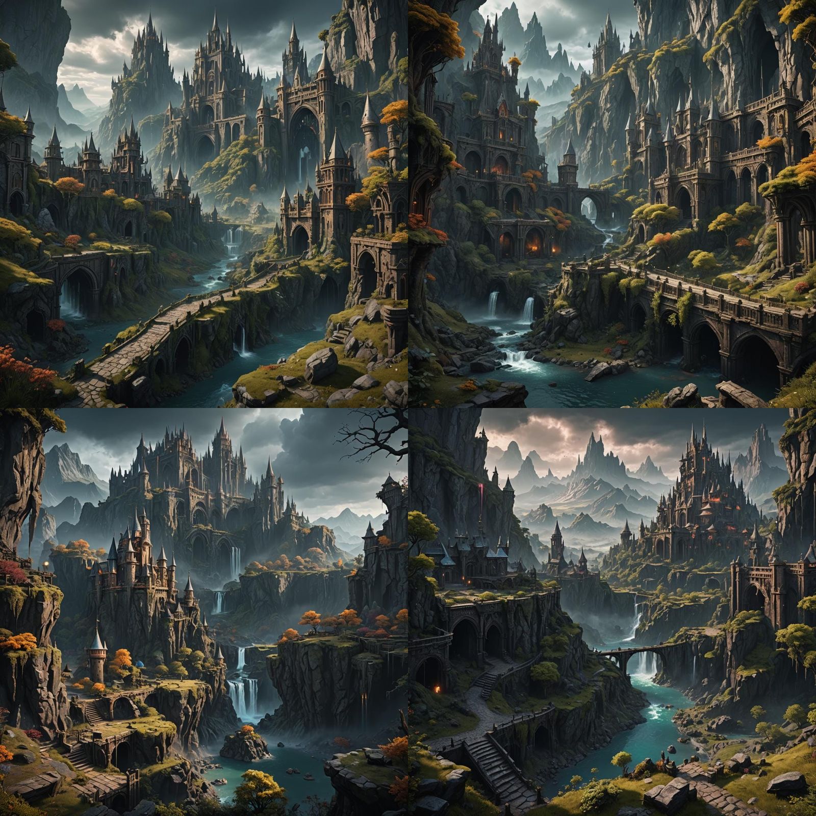 Detailed Dark Fantasy Landscape in Deep Color