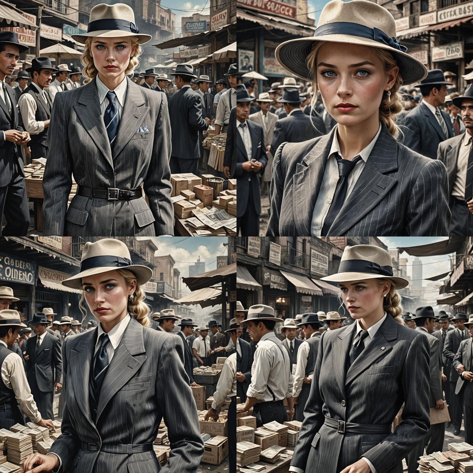 1930s Gangster Woman Buying Contraband, Digital Art