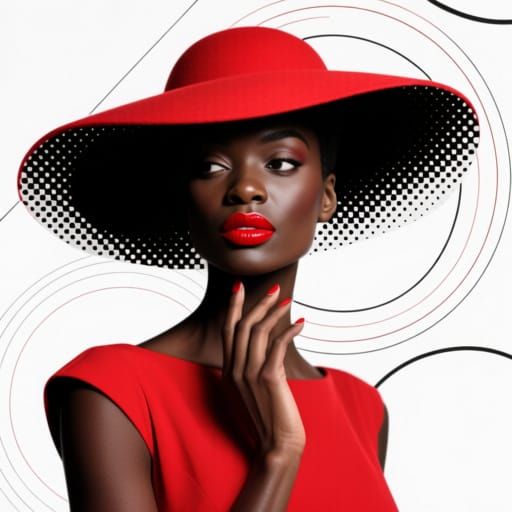 Elegant African American Woman Portrait in Halftone Style