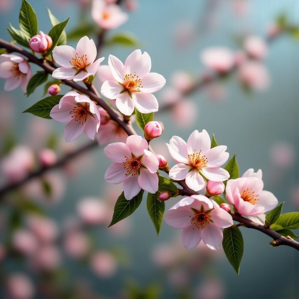 Blooming Tree in Vibrant Spring Colors