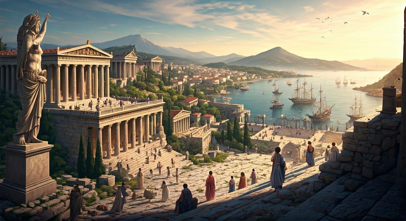 Majestic Panorama of Ancient Greece's Grandeur
