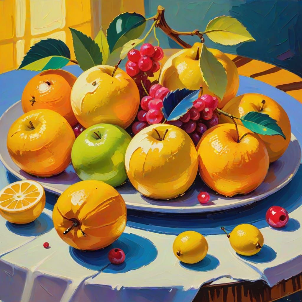 Vibrant Fauvist Still Life Acrylic Painting