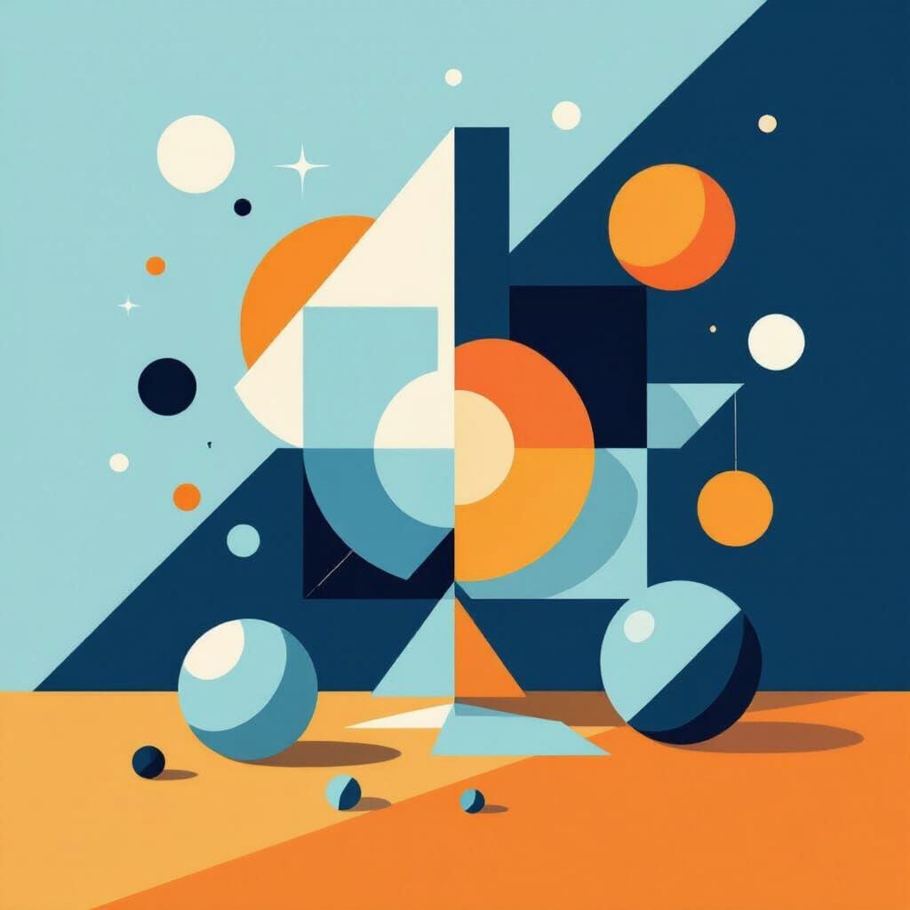 Abstract Geometric Shapes Composition with Focal Points in V...