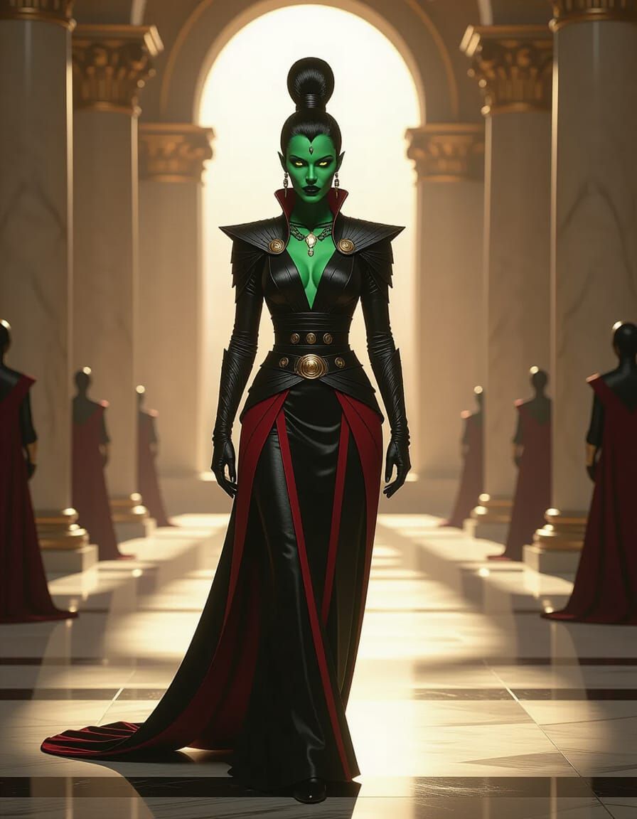 Alien Noble in Senate Building: Hyper-Realistic Portrait