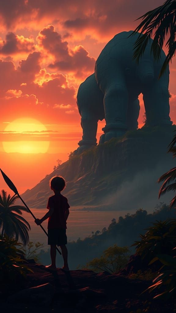 Ancient Ruins Beckon from a Fabled Island in Fiery Sunset