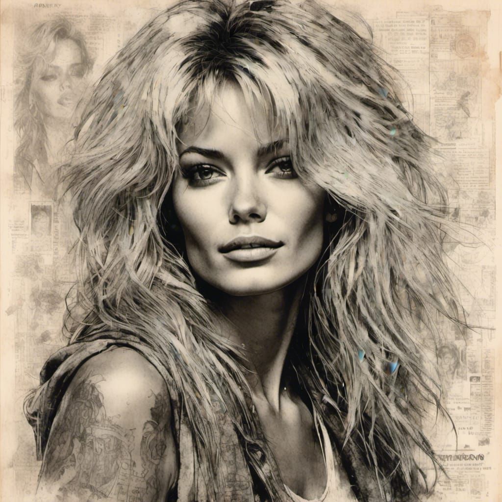 <lora:Grunge-Poster:1.0>Farrah Fawcett smiling