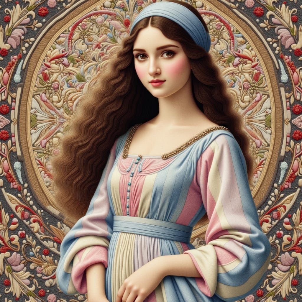 Elegant Jewish Woman in Art Nouveau Style