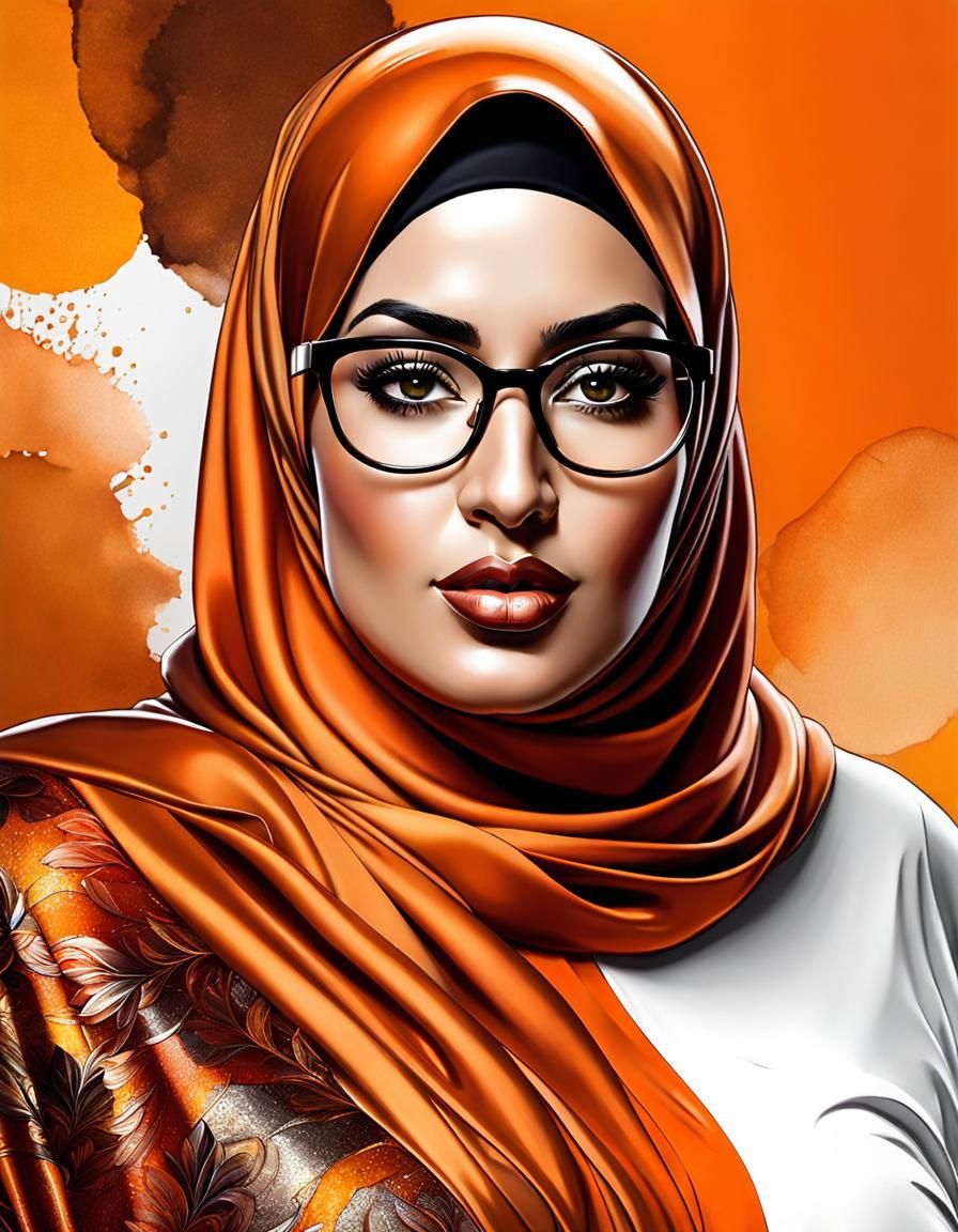 Pop Art Alcohol Ink Portrait of Middle-Eastern Woman