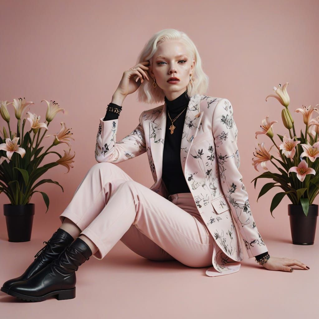 Albino Model in Editorial Fashion Portrait