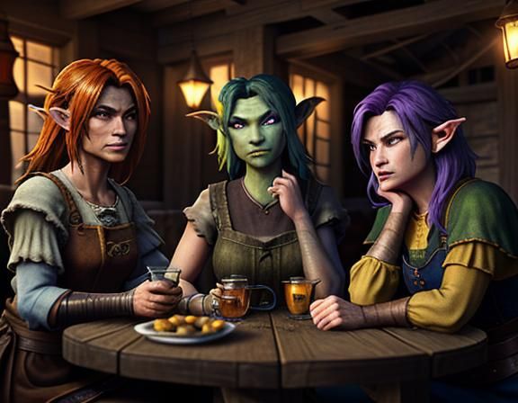 Goblins Enjoying Cocktails in Rustic Tavern: 3D Cinematic