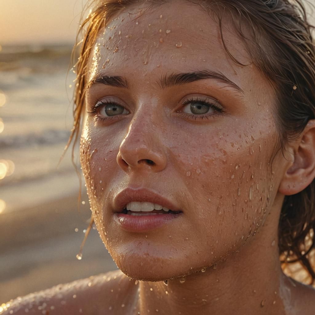 Hyperrealistic Beach Scene in Splash Art Style