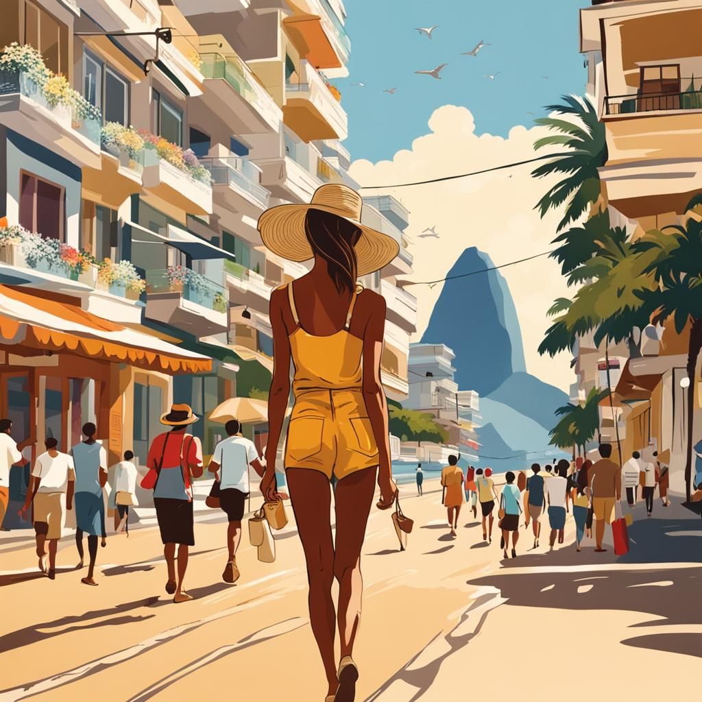 Young Woman Walking: AI Generated Image