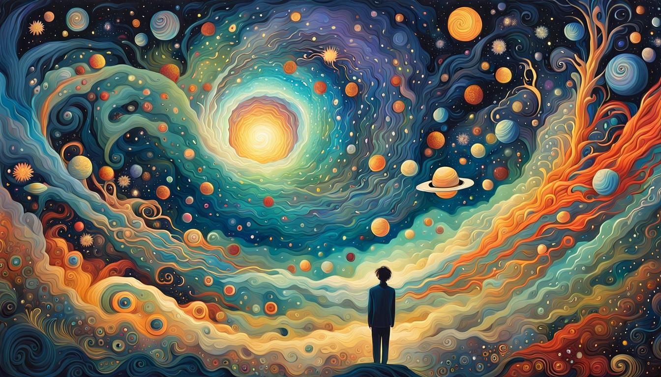 Surreal Cosmic Rebirth with Fairies and Birds