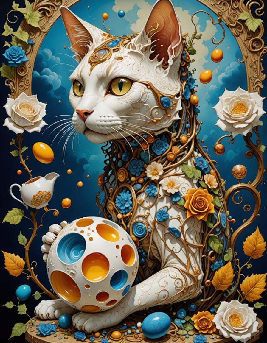 Whimsical Surreal Space Egg Sculpture Blooms with Love and J...