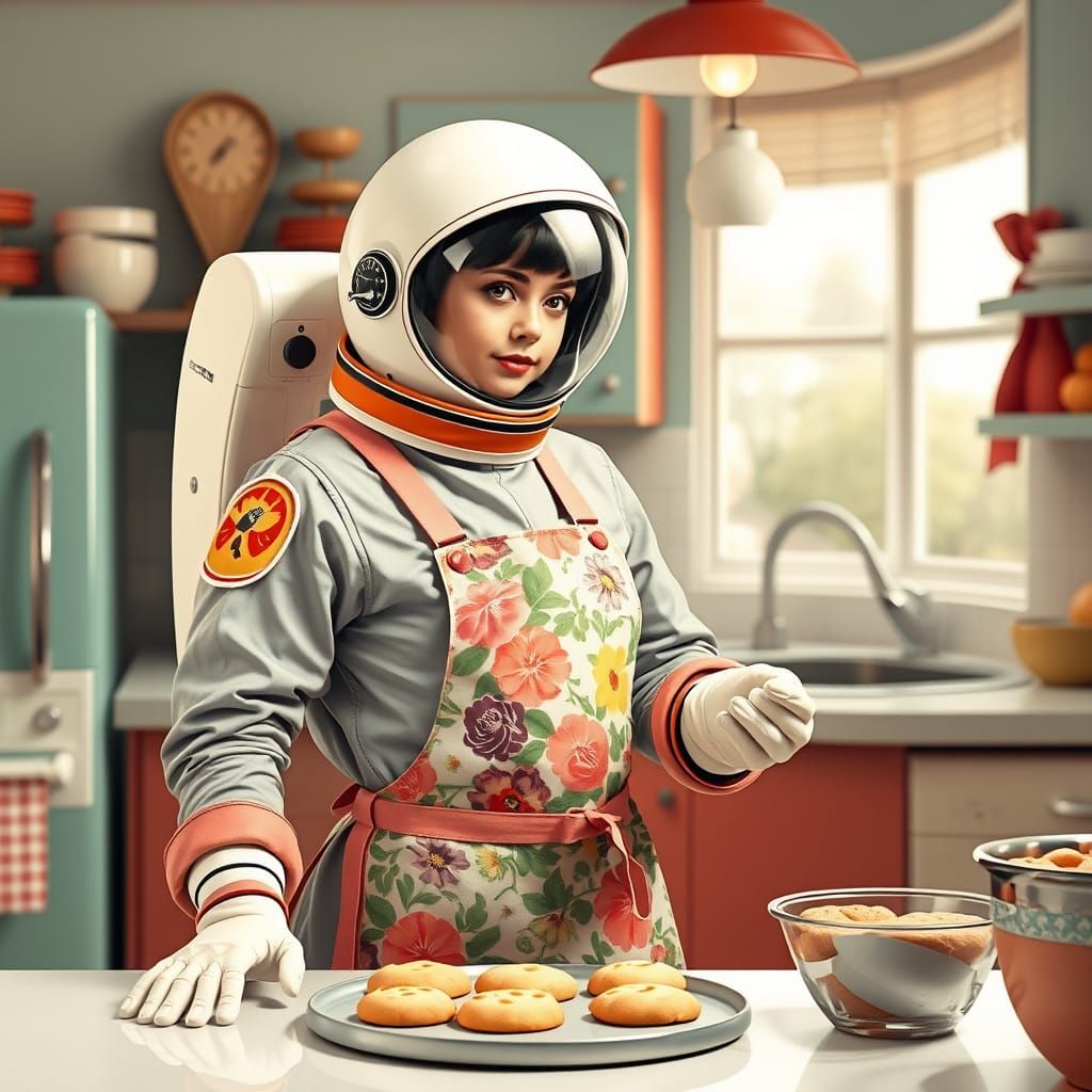Vintage Space Baking in Retro Kitchen