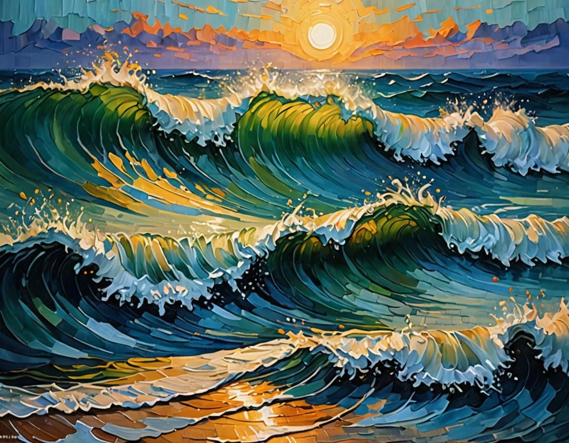 Impasto Waves Painting 🌊 🎨 👩‍🎨