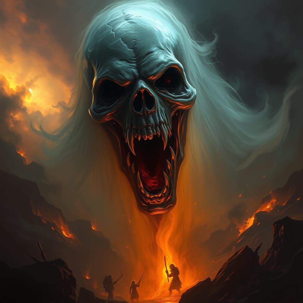 Dark Fantasy Horror Figure in Swirling Mist