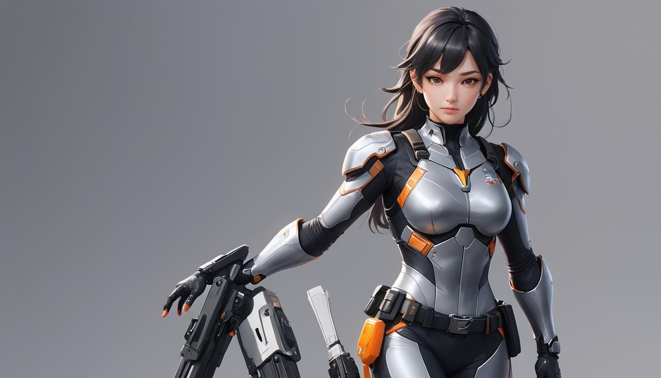 Beautiful Anime Woman in Spandex, 3D Rendered Art