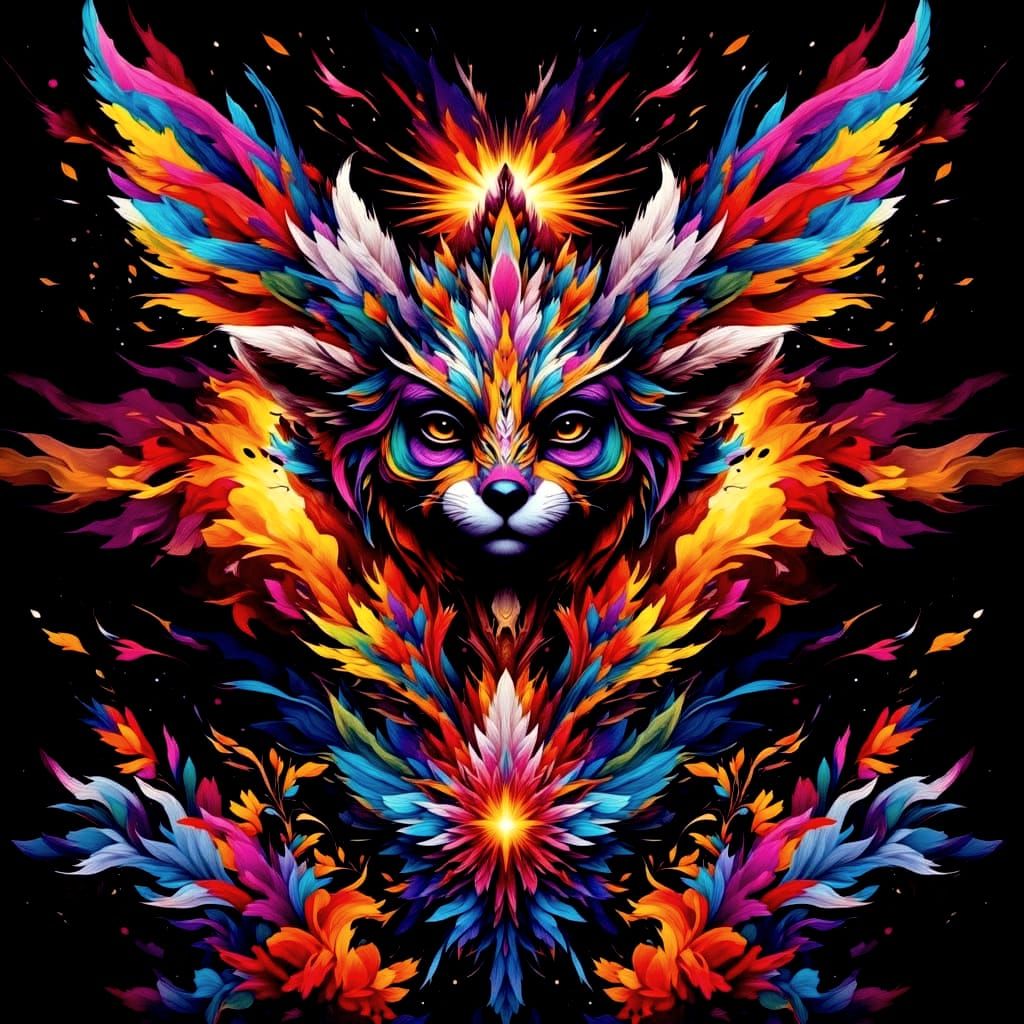 Vibrant Feline Angel in Hyperdetailed Expressionism